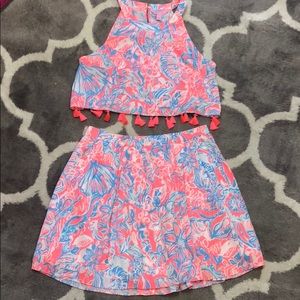 Lilly Pulitzer crop top and skirt set